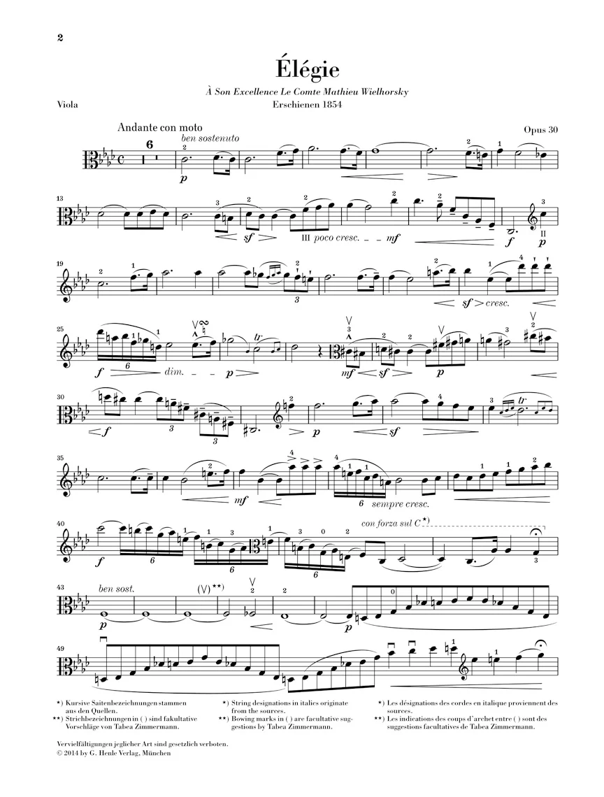 Vieuxtemps: Élégie for Viola and Piano, Op. 30 (Score and Parts) - Image 4