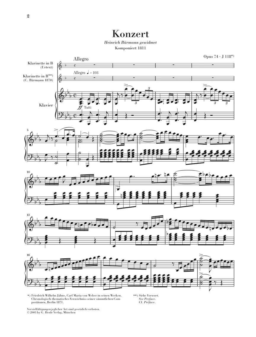 Weber: Clarinet Concerto No. 2 in E flat major, Op. 74 - Image 2