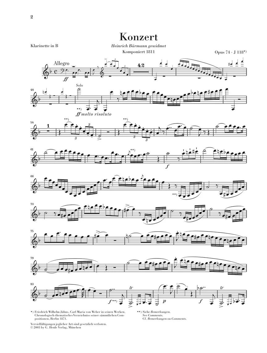 Weber: Clarinet Concerto No. 2 in E flat major, Op. 74 - Image 3