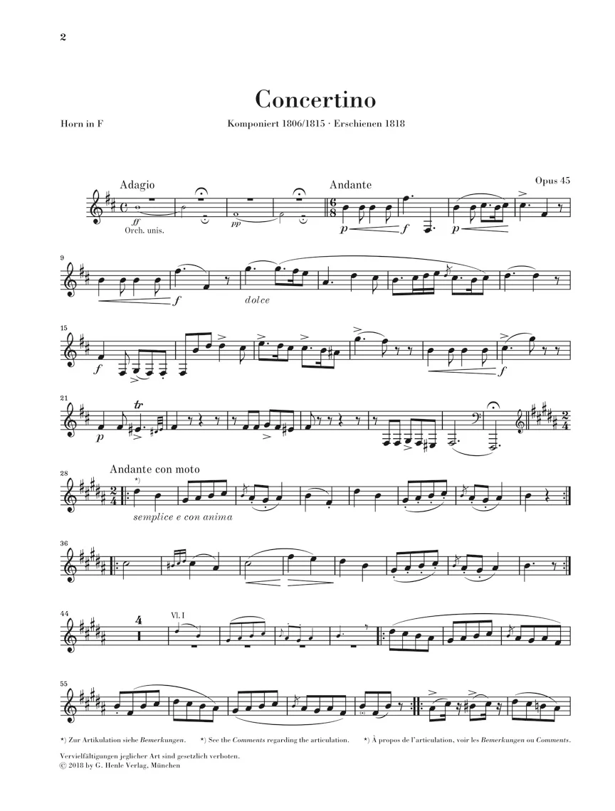 Weber: Concertino, Op. 45 for Horn and Orchestra (Piano Reduction) - Image 5