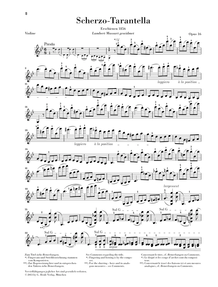 Wieniawski: Scherzo-Tarantella in g minor, Op. 16 for Violin and Piano - Image 3