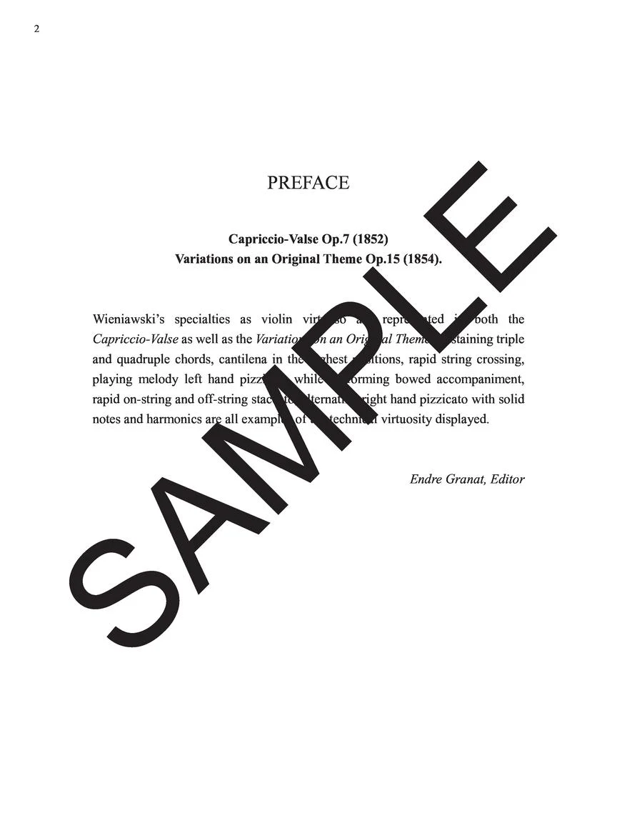 Wieniawski Two Pieces – Capriccio-Valse, Op. 7 & Variations, Op. 15 for Violin and Piano - Image 3