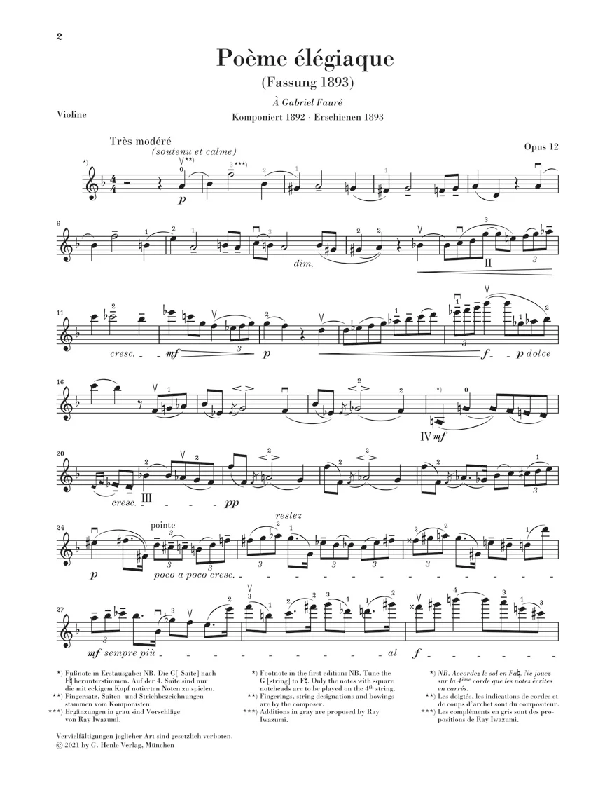 Ysaye: Poème élégiaque, Op. 12 and other Works for Violin and Piano (Score and Parts) - Image 4
